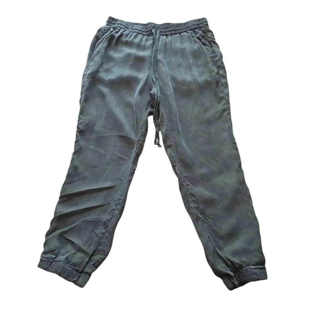 Johnny was womens Sz S cupra olive green silky Alice jogger trousers